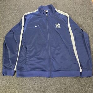 Vintage Nike Team New York Yankees Jacket Mens XL Navy Blue NY MLB Zip Up Swoosh